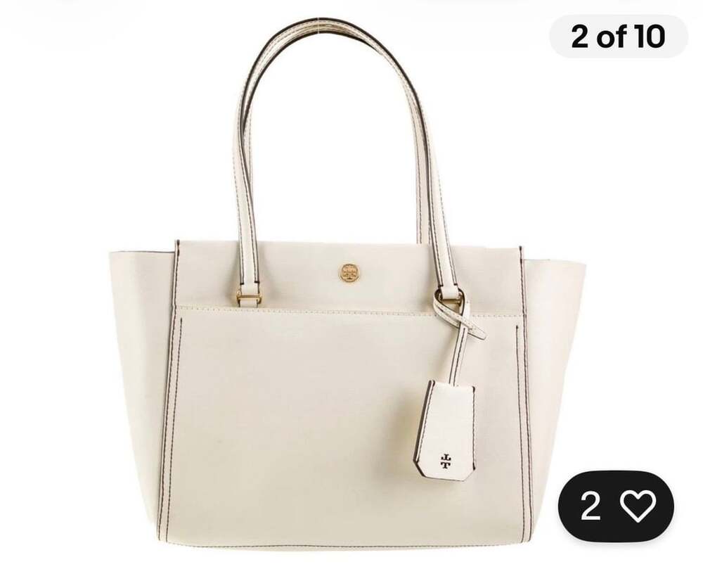 Tory Burch Parker Leather Tote Handbag Off-White